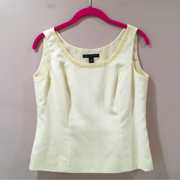 NIPON BOUTIQUE 3 PIECE YELLOW DRESS SUIT WITH SKIRT, TANKTOP & JACKET Size 4 - Picture 3 of 13